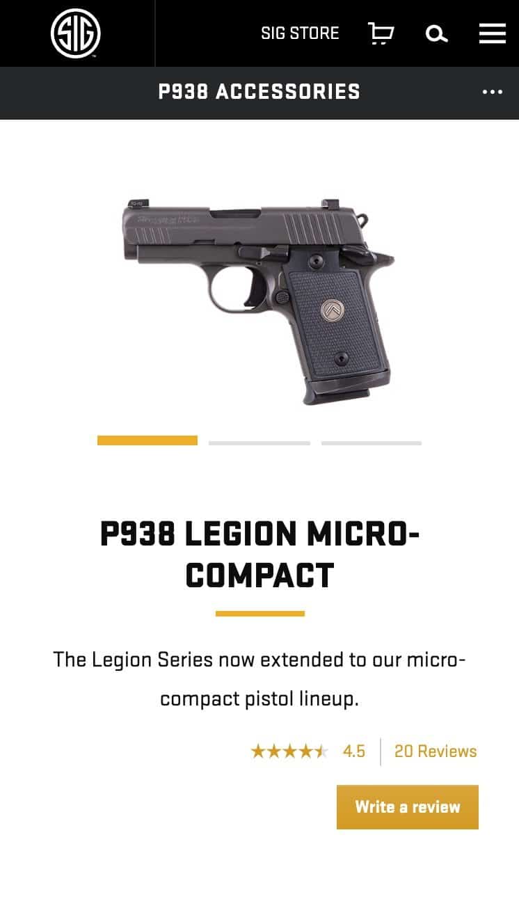 Sig Sauer | eCommerce Website 9 Element's mobile webpage
