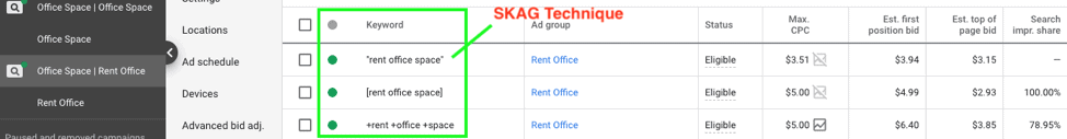 Pay-Per-Click Marketing: <br>A 'Nuts & Bolts' Guide 36 google ads account skag structure