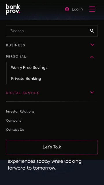 Element's mobile hero page