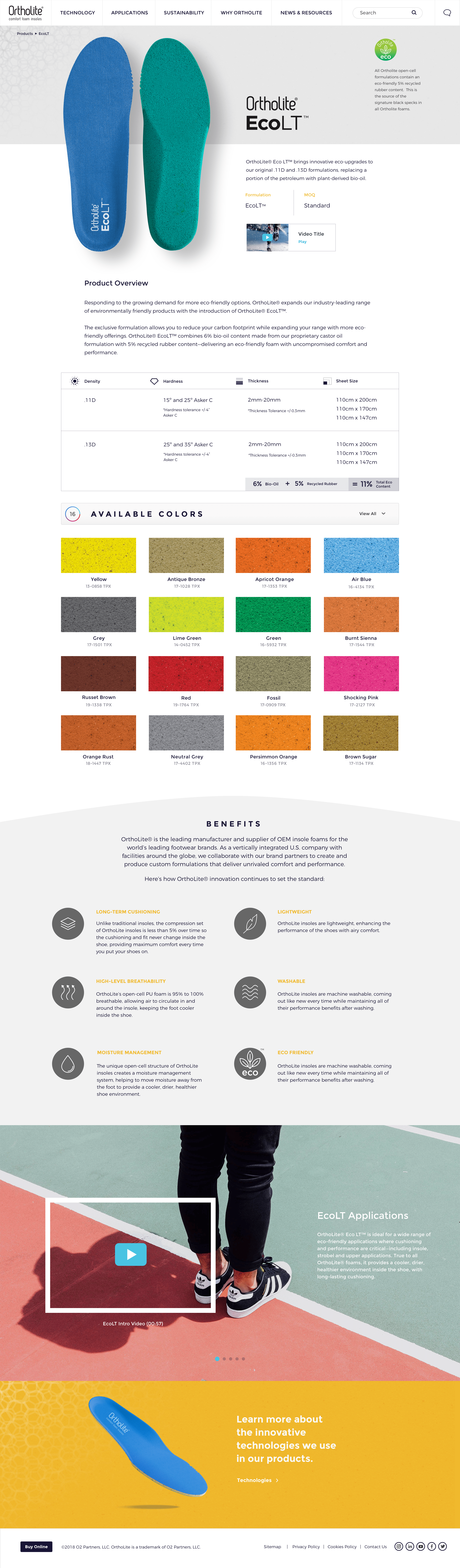 Ortholite Product Detail Colors