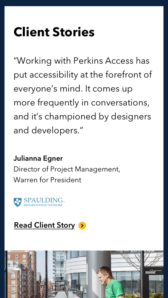 Perkins Access 8 Element mobile "Why" page