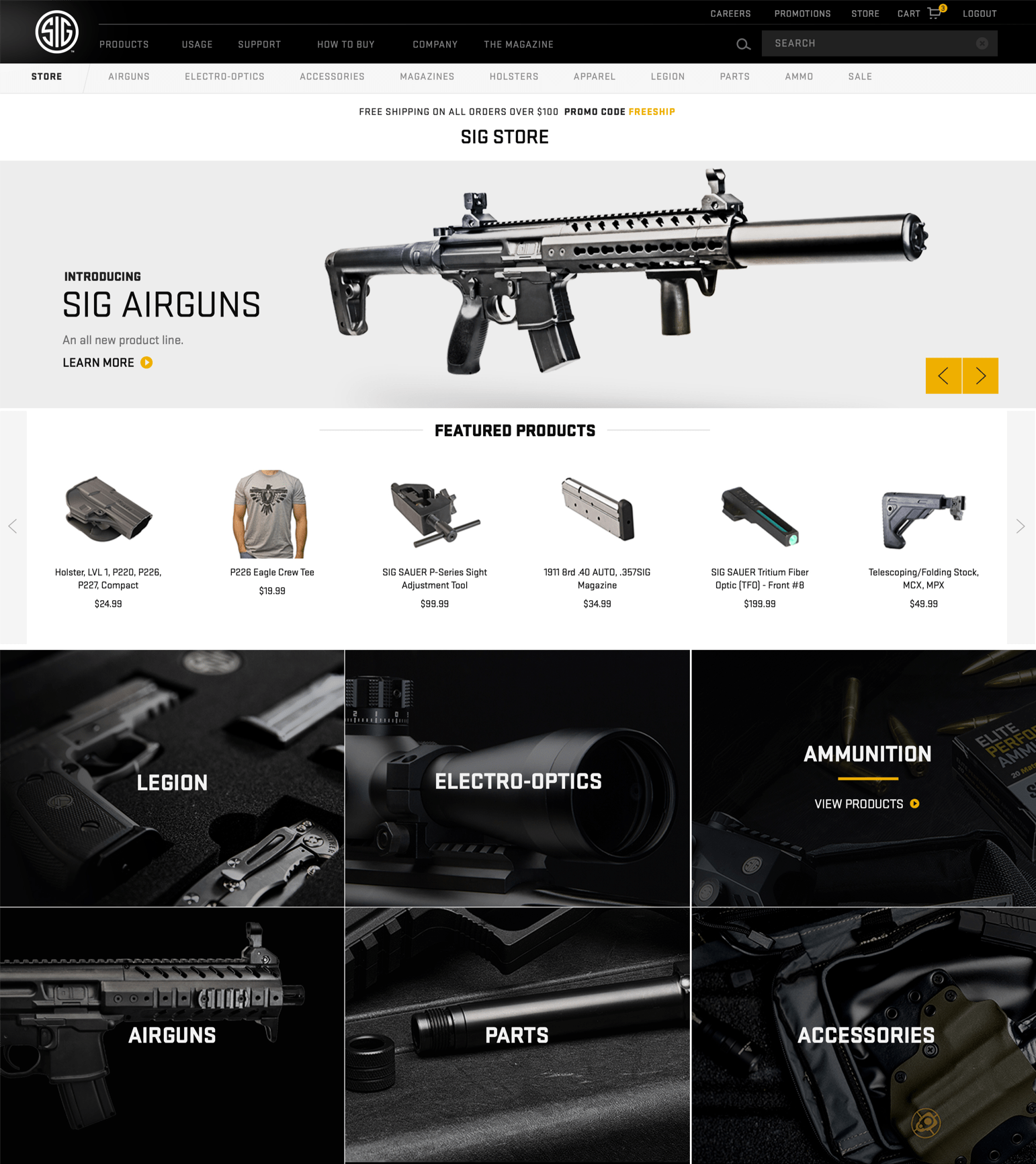 Sig Sauer | eCommerce Website 3 Sig Home