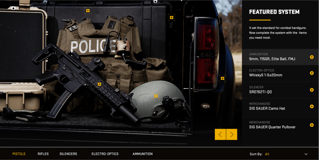 Sig Sauer | eCommerce Website 7 sig usage