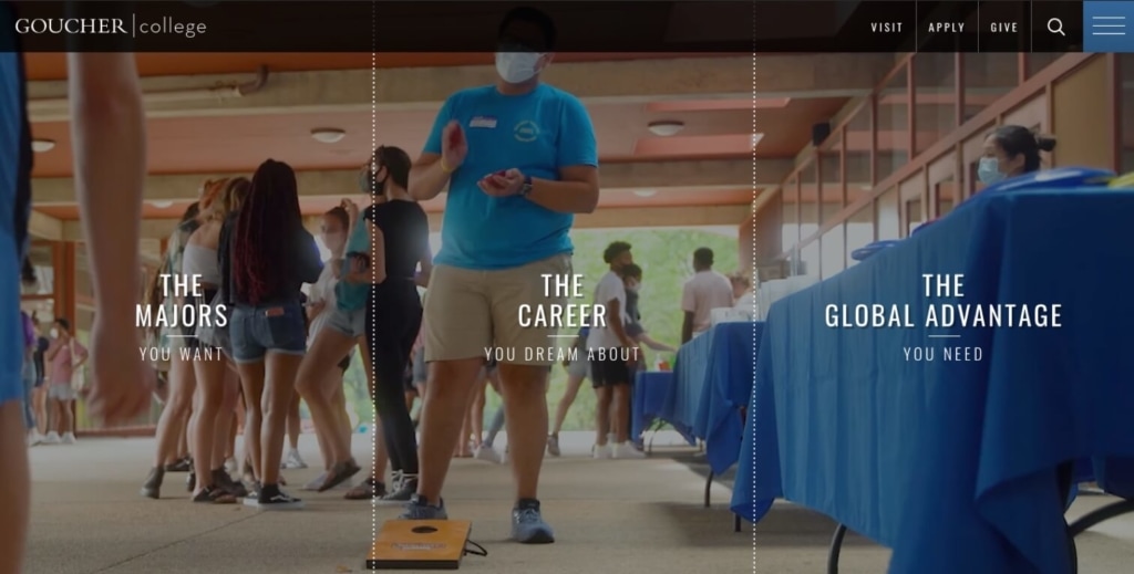 Best Higher Education Website Design: Goucher College Homepage
