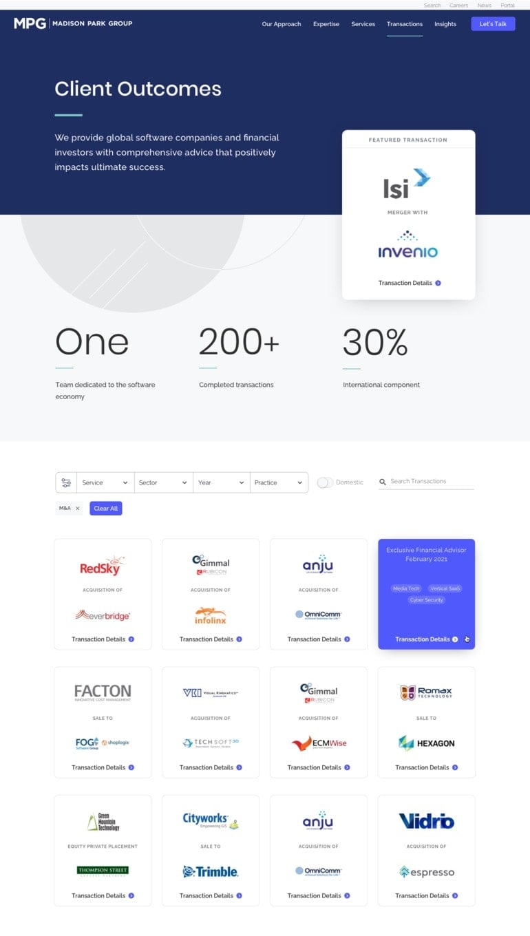 Madison Park Group Web Design Outomes