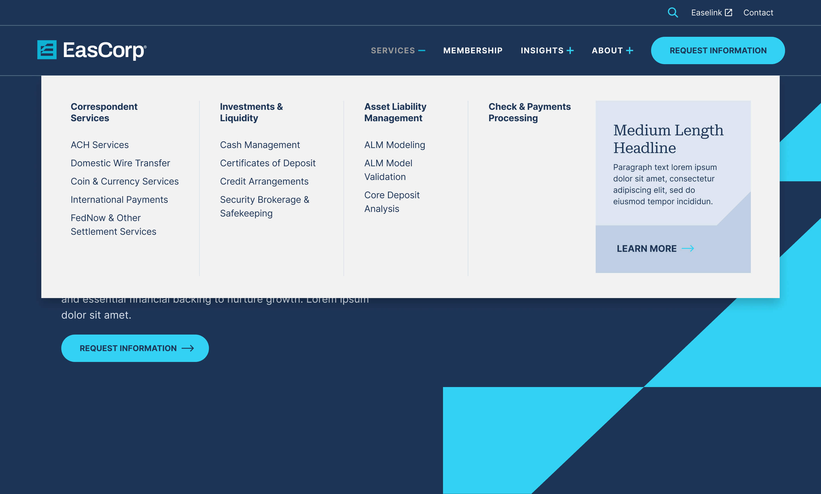 EasCorp | Website 8 EasCorp Dropdown