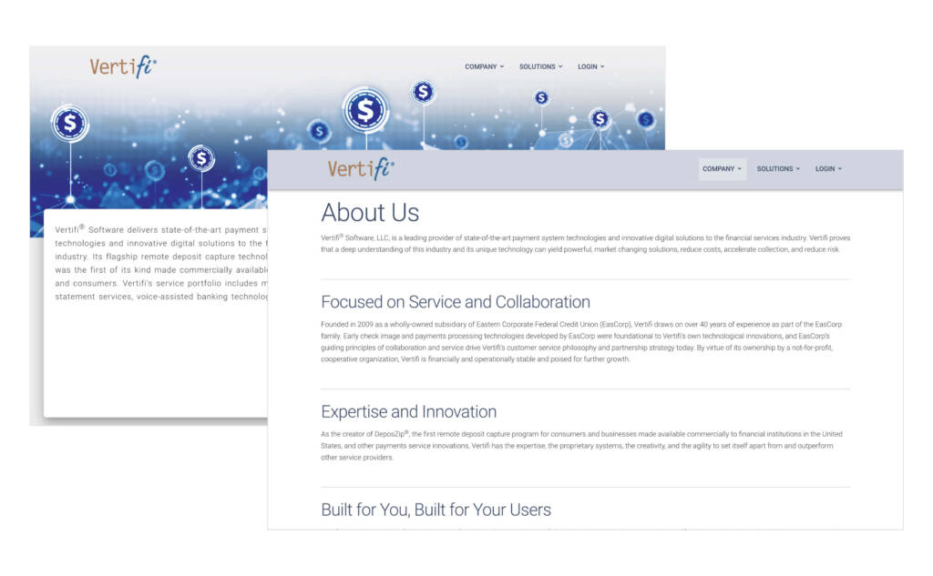 EasCorp | Website 6 Vertifi Before
