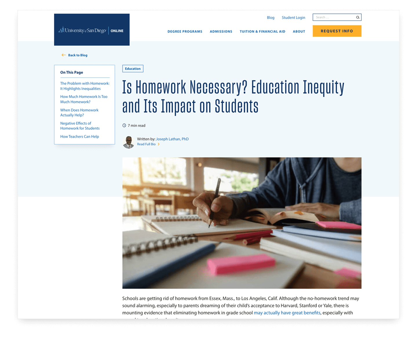 USD Homework Blog Detail
